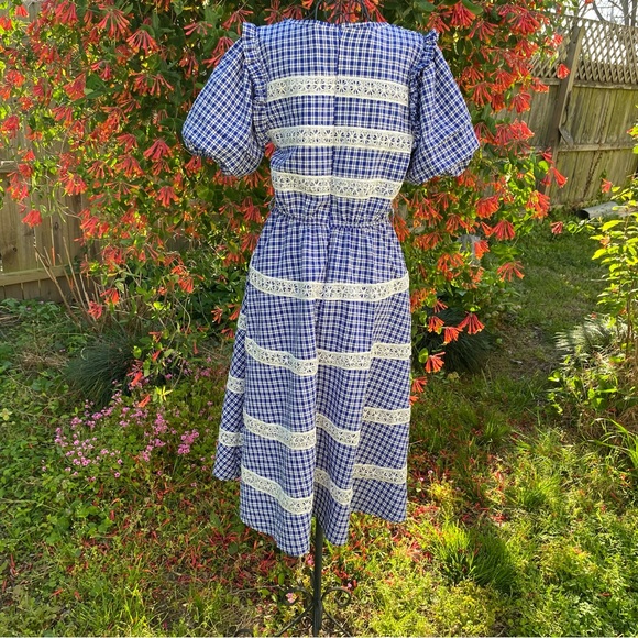 Cottagecore Plaid Prairie Country Vintage Dress - Picture 9 of 16